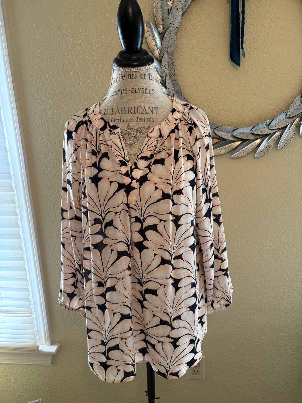 Ivanka Trump Floral Tunic in Blush and Dark Navy
